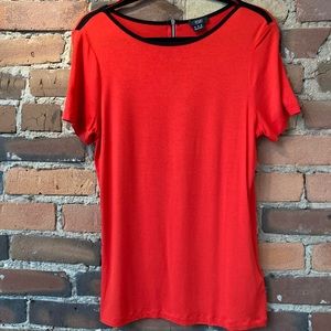 Red with Black Trim Short Sleeve Shirt. Size: 10.